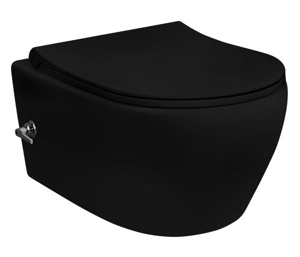 RIMOFF HÄNGE-WC MIT BIDET WARM-/KALTWASSER – MATTSCHWARZ RIMOFF HÄNGE-WC MIT BIDET WARM-/KALTWASSER – MATTSCHWARZ